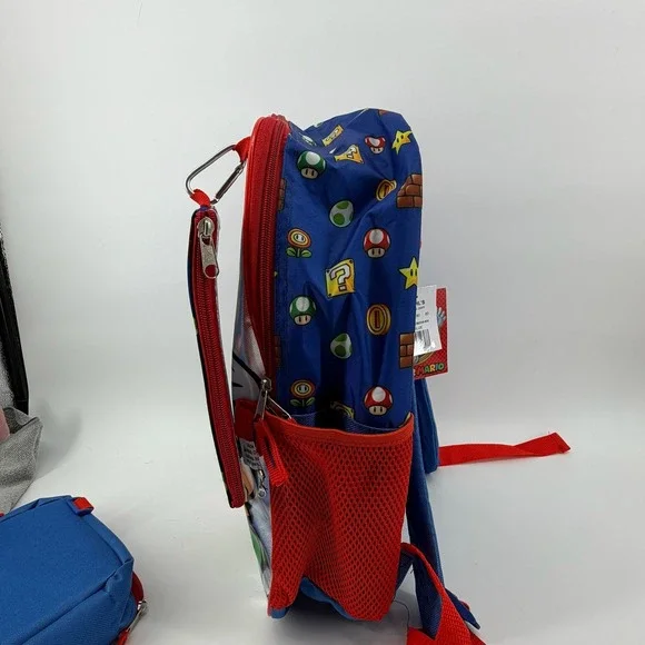 NWT Nintendo Super Mario Backpack Lunch Bag Pencil Case Set Character School - Picture 10 of 16
